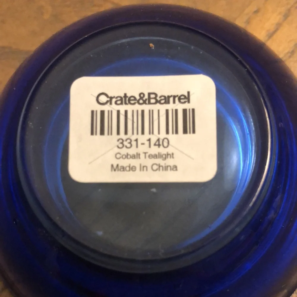 Crate & Barrel cobalt tealight holder